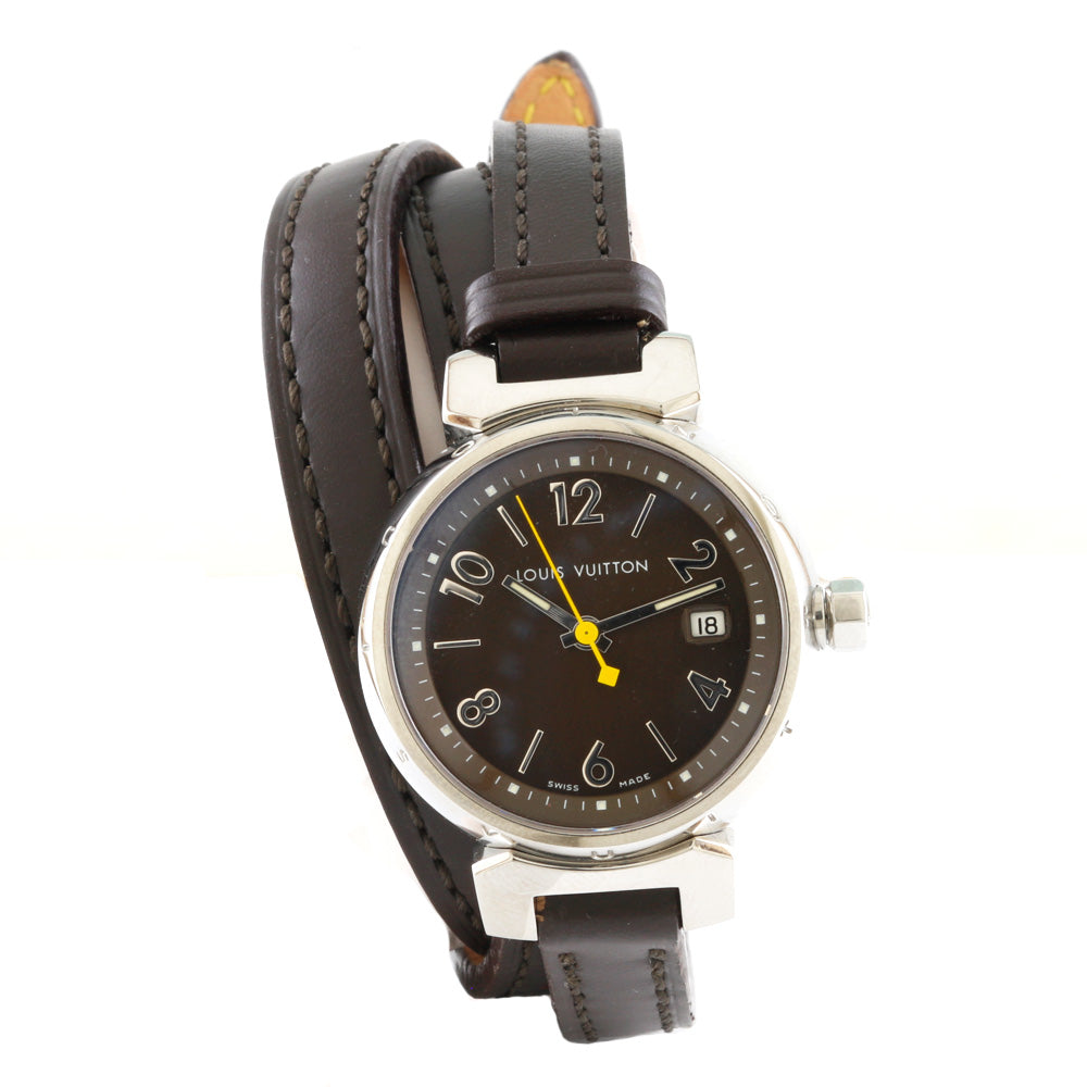 ルイ・ヴィトン LOUIS VUITTON タンブール Q1211 SS/レザー レディース 腕時計
