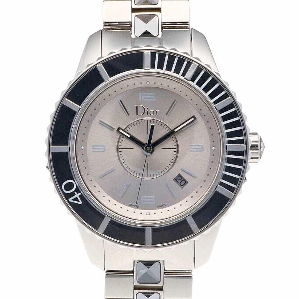 Christian Dior Crystal Watch Stainless Steel CD113116 Unisex Used 1 Year Warranty