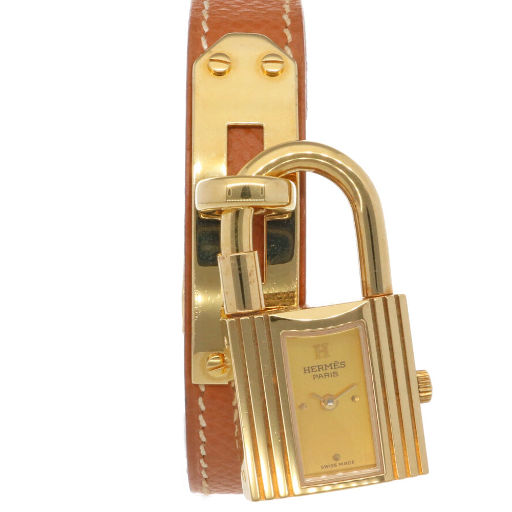 稼働✨HERMES エルメス ケリーウォッチ カデナ ゴールドカラー 中古】 エルメス HERMES GP 腕時計 カデナ ケリーウォッチ GP レザー