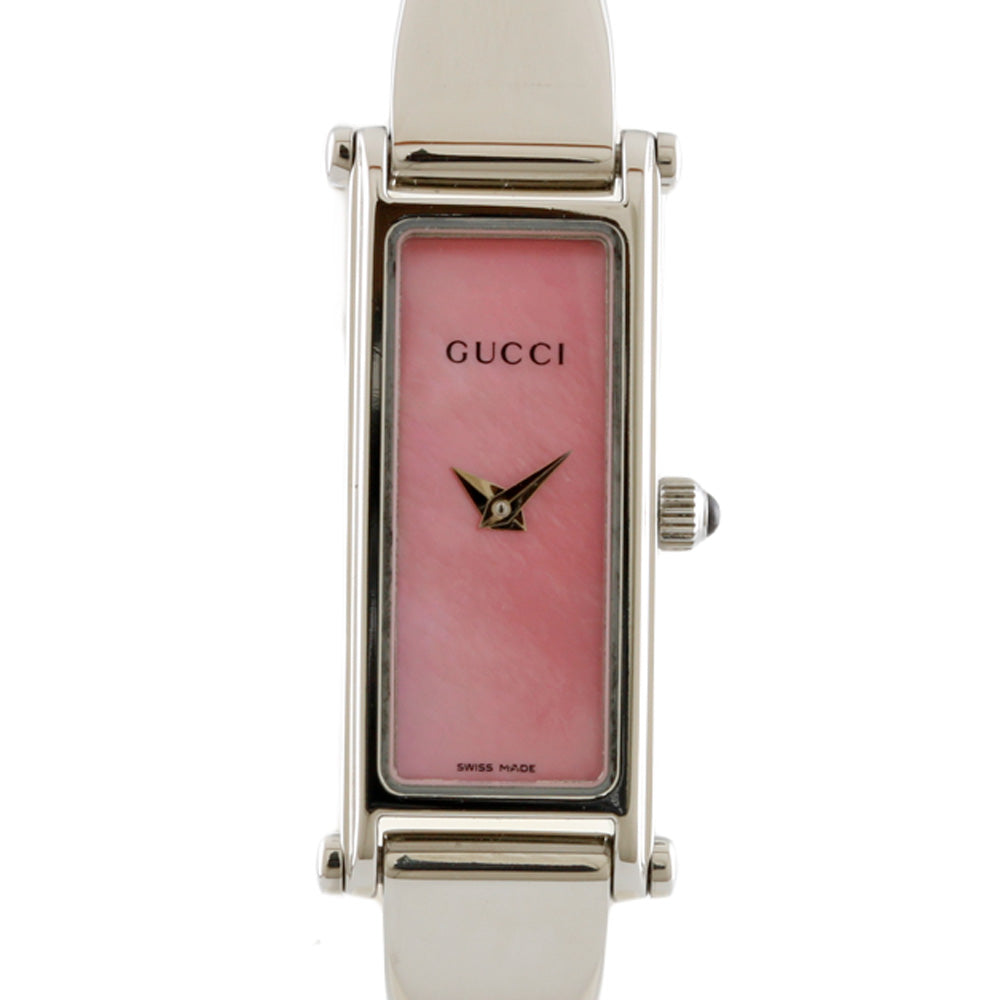 中古】 グッチ GUCCI SS 腕時計 バングル ピンクシェル YA126005 ステンレススチール 1500L シルバー ピンク レデ –  【公式】リサイクルキング オンラインショップ