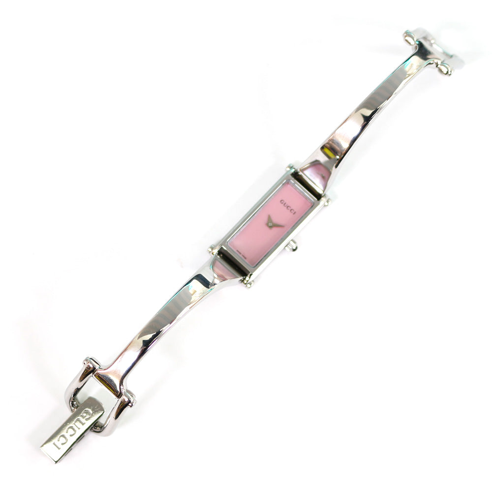 中古】 グッチ GUCCI SS 腕時計 バングル ピンクシェル YA126005