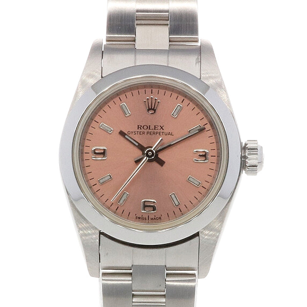 ROLEX ロレックス/2002年頃製造/オイスターパーペチュアル・レディース・ピンク/Y番/76080/Y80**********/Aランク/63【中古】 中古】 ロレックス ROLEX SS 腕時計 Y番 2002年式 オイスター