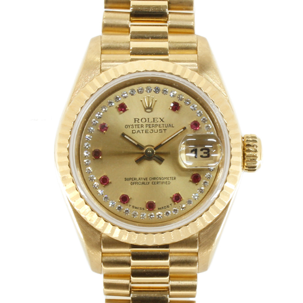 中古】 ロレックス ROLEX K18YG 腕時計 T番 1996年式 ミリヤートダイヤ 10Pルビー オイスターパーペチュアル デイトジ –  【公式】リサイクルキング オンラインショップ