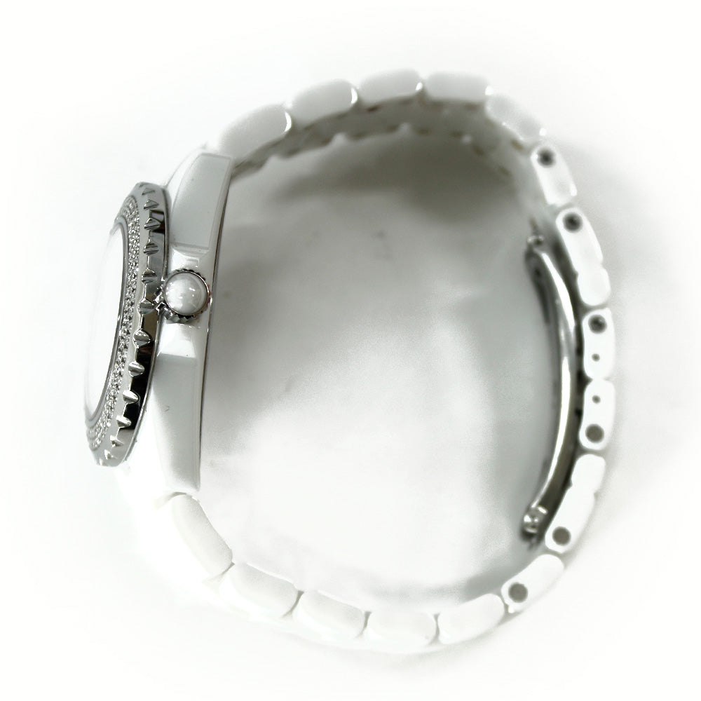 シャネル J12 白セラミックDIA巻 H0967 中古 レディース 腕時計 48回払いまで無金利 返品OK シャネル CHANEL H0967 J12 ダイヤベゼル 白セラミック デイト