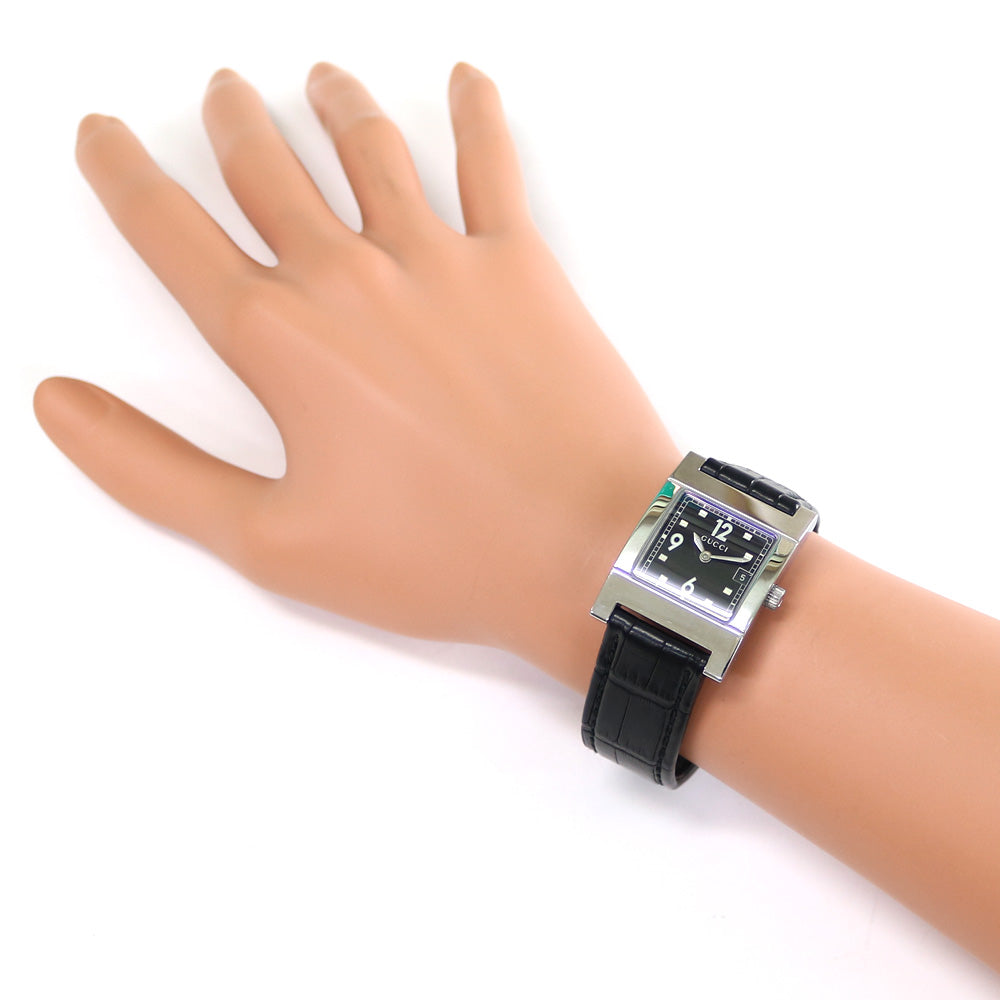 中古】 グッチ GUCCI SS 腕時計 ステンレススチール レザー 7700L  