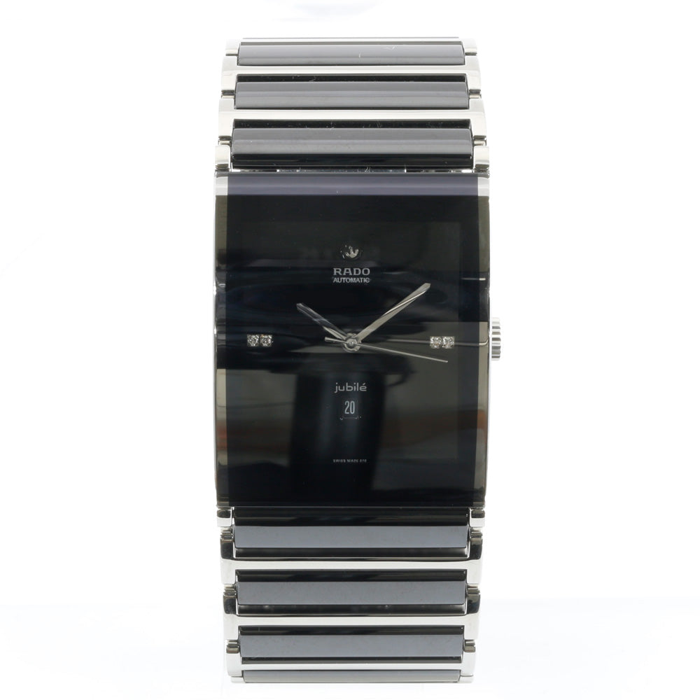 【中古】 ラドー RADO SS 腕時計 ダイヤ4P インテグラルジュビリ オートマティック ステンレススチール チタン R20852702 ブラック  シルバー メンズ【SH】【BIM】