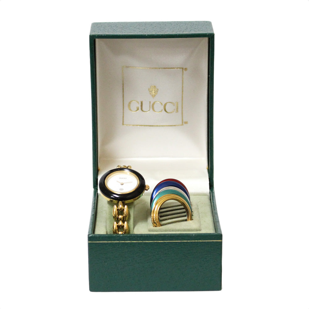 中古】 グッチ GUCCI GP 腕時計 チェンジベゼル 5色 GP 11/12 ゴールド